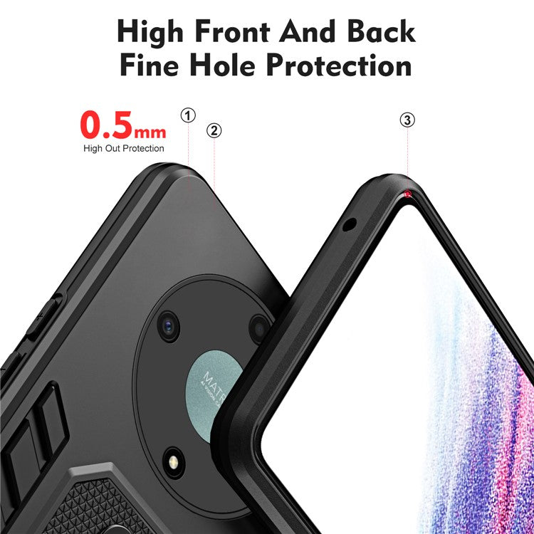 For Honor X9a 5G / X40 5G / Magic5 Lite 5G Metal Kickstand Phone Case Silicone Ring Strap TPU+PC Cover - Black