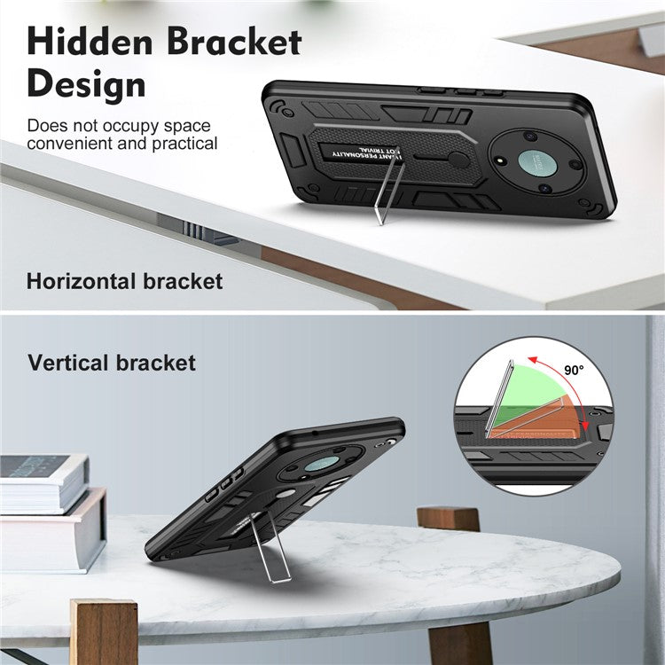 For Honor X9a 5G / X40 5G / Magic5 Lite 5G Metal Kickstand Phone Case Silicone Ring Strap TPU+PC Cover - Black