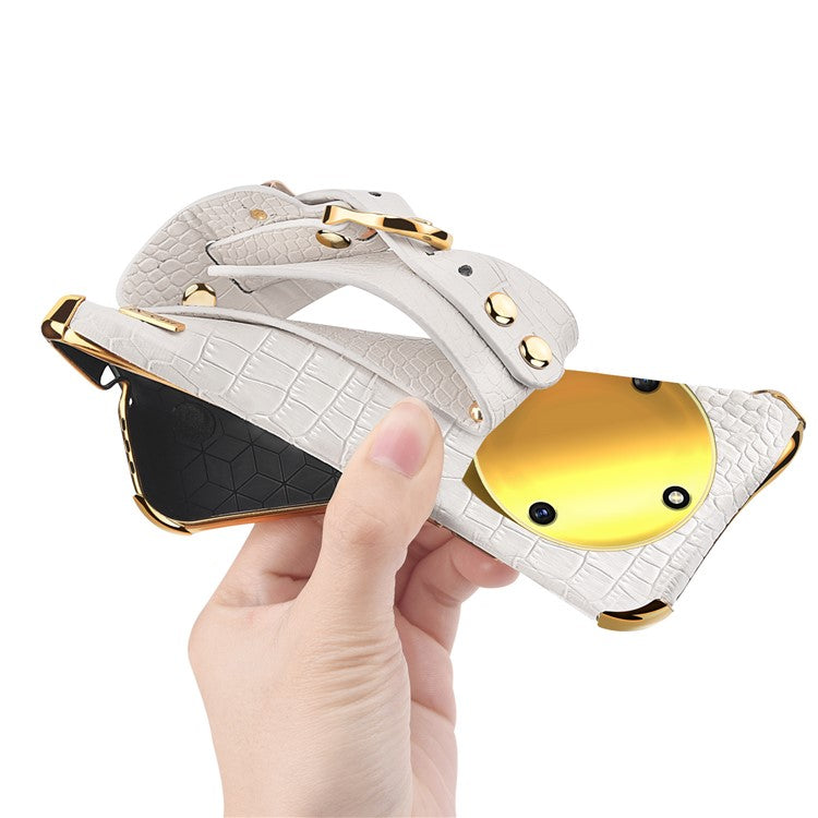 Wristband Kickstand Phone for Honor X40 5G , Electroplating PU Leather Coated TPU Anti-drop Cover - Yellow