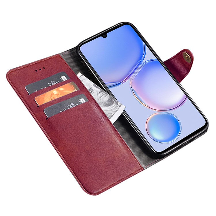 IDEWEI Phone Wallet Case for Huawei nova Y71 4G / Y70 4G / Y70 Plus 4G , PU Leather Stand Phone Cover - Red