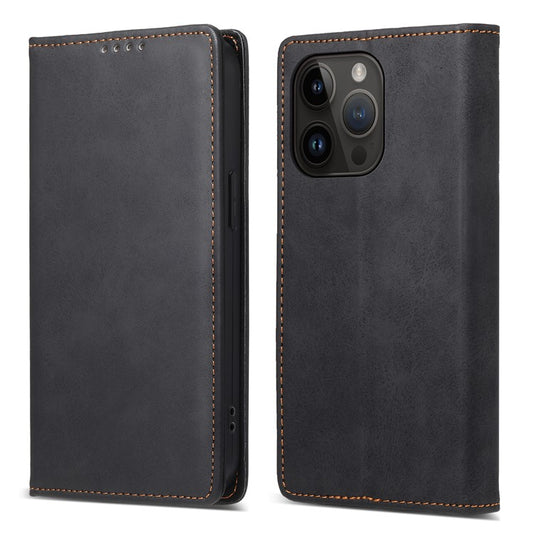 DF-05 For iPhone 14 Pro Leather Phone Case Protector Cover RFID Blocking Wallet Stand Shell - Black