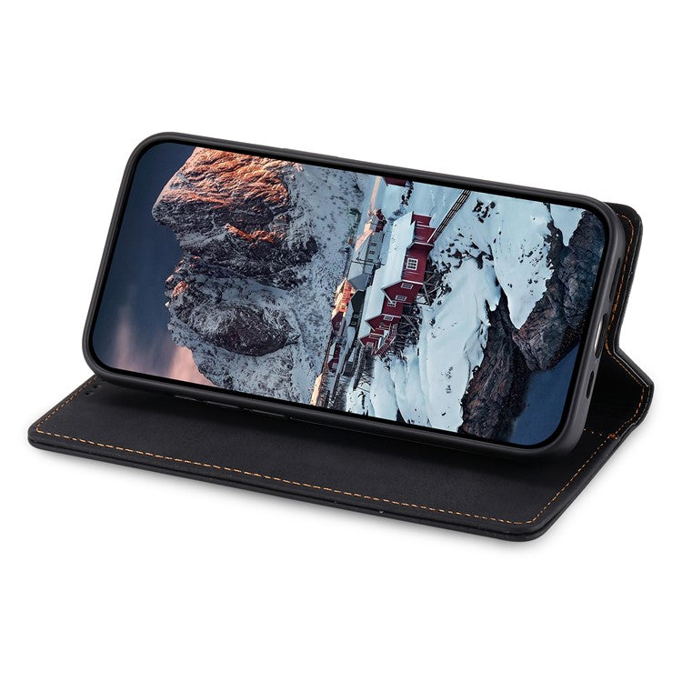 DF-05 For iPhone 14 Pro Leather Phone Case Protector Cover RFID Blocking Wallet Stand Shell - Black