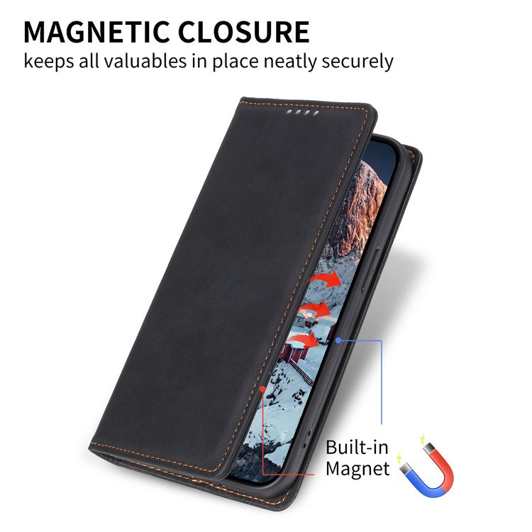 DF-05 For iPhone 14 Pro Leather Phone Case Protector Cover RFID Blocking Wallet Stand Shell - Black