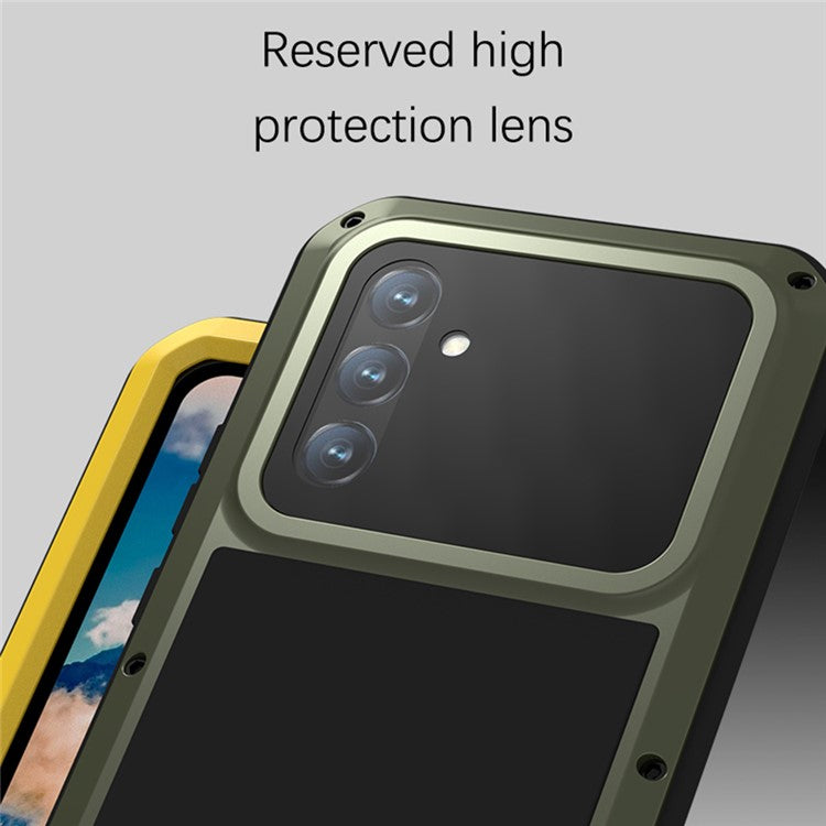 LOVE MEI For Samsung Galaxy A54 5G Metal + Silicone Phone Case Full Body Protective Cover with Tempered Glass Film - Red