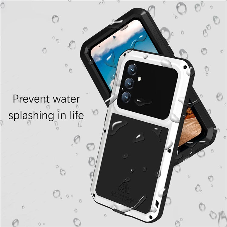 LOVE MEI For Samsung Galaxy A54 5G Metal + Silicone Phone Case Full Body Protective Cover with Tempered Glass Film - Red