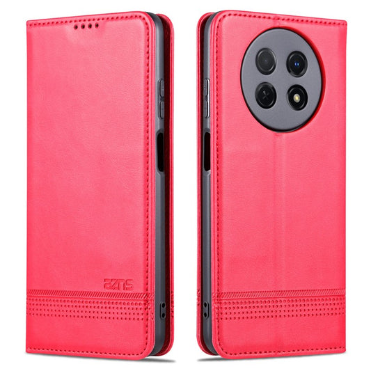 AZNS For Huawei Enjoy 60X Magnetic Closing Anti-Scratch PU Leather Phone Case Flip Wallet Stand Cover - Red