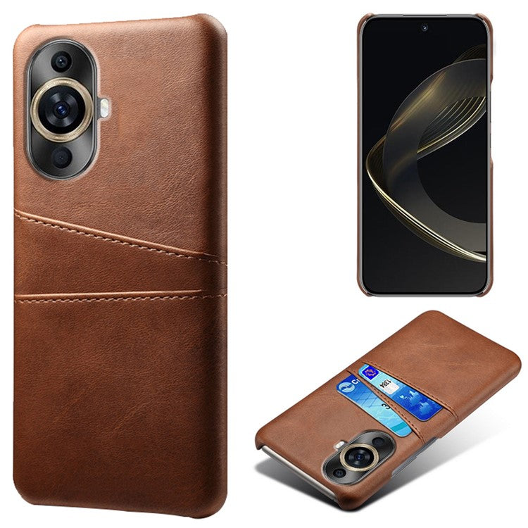 For Huawei nova 11 / nova 12s 4G / nova 12 Lite 4G Dual Card Slots Phone Case Anti-Scratch PU Leather+PC Anti-scratch Phone Cover - Brown