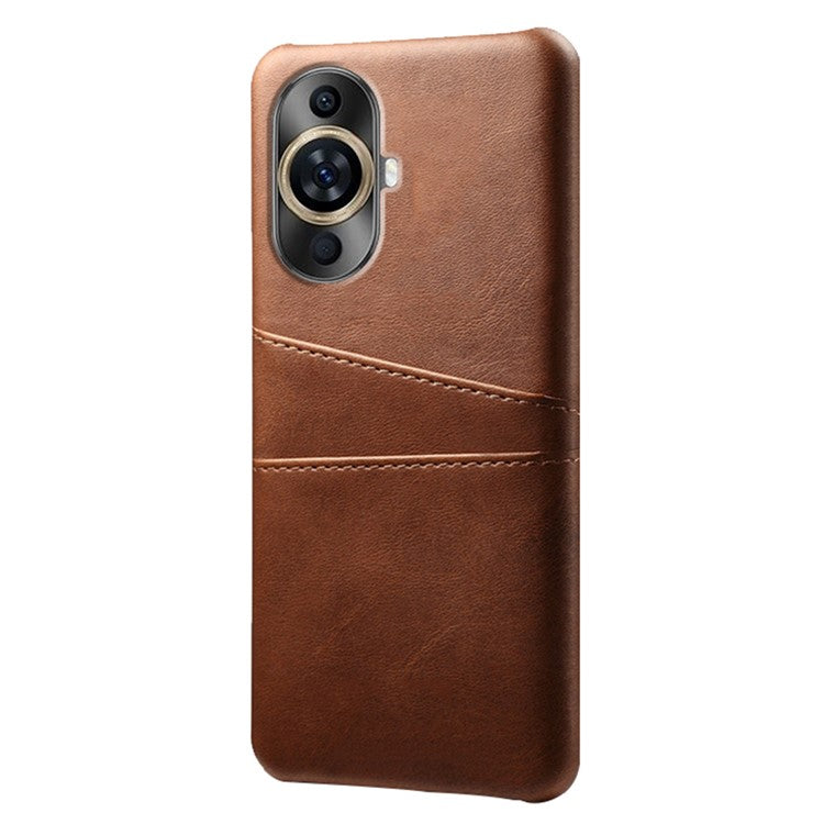 For Huawei nova 11 / nova 12s 4G / nova 12 Lite 4G Dual Card Slots Phone Case Anti-Scratch PU Leather+PC Anti-scratch Phone Cover - Brown