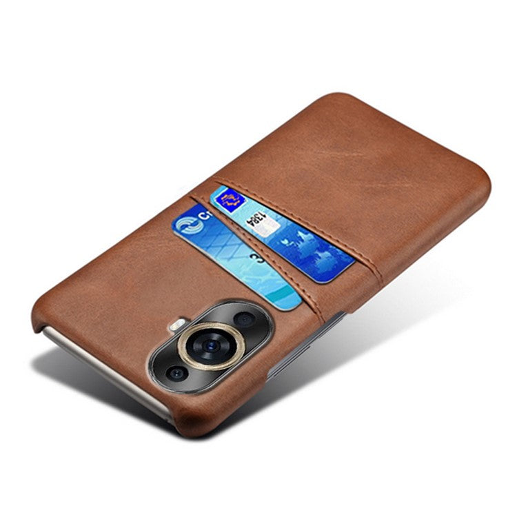 For Huawei nova 11 / nova 12s 4G / nova 12 Lite 4G Dual Card Slots Phone Case Anti-Scratch PU Leather+PC Anti-scratch Phone Cover - Brown