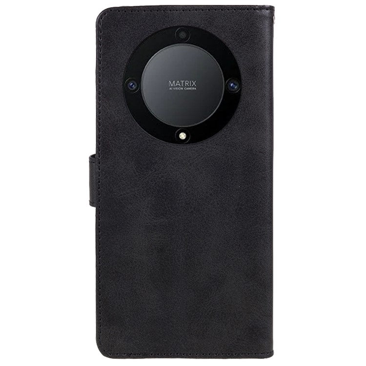 For Honor X40 5G / X9a 5G / Magic5 Lite 5G PU Leather Anti-fall Phone Case Calf Texture Wallet Stand Cover - Black
