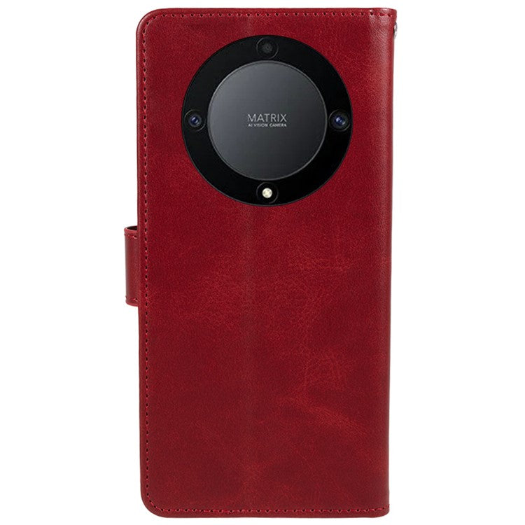 For Honor X40 5G / X9a 5G / Magic5 Lite 5G PU Leather Anti-fall Phone Case Calf Texture Wallet Stand Cover - Red