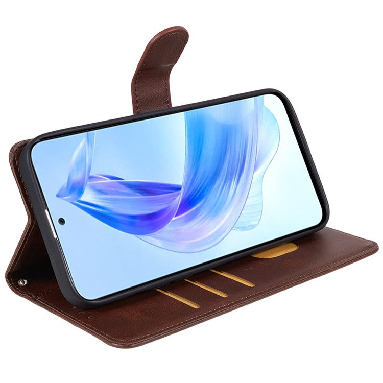 For Honor X40 5G / X9a 5G / Magic5 Lite 5G PU Leather Anti-fall Phone Case Calf Texture Wallet Stand Cover - Brown