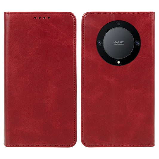 For Honor X40 5G / X9a 5G / Magic5 Lite 5G PU Leather Phone Case Calf Texture Wallet Stand Protective Cover - Red