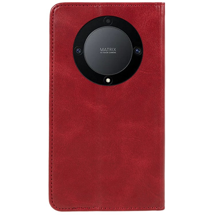 For Honor X40 5G / X9a 5G / Magic5 Lite 5G PU Leather Phone Case Calf Texture Wallet Stand Protective Cover - Red