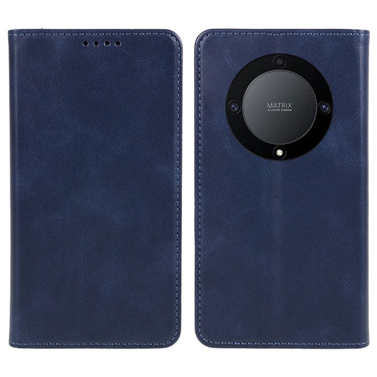 For Honor X40 5G / X9a 5G / Magic5 Lite 5G PU Leather Phone Case Calf Texture Wallet Stand Protective Cover - Blue