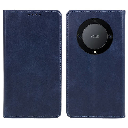 For Honor X40 5G / X9a 5G / Magic5 Lite 5G PU Leather Phone Case Calf Texture Wallet Stand Protective Cover - Blue