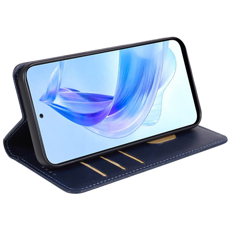 For Honor X40 5G / X9a 5G / Magic5 Lite 5G PU Leather Phone Case Calf Texture Wallet Stand Protective Cover - Blue