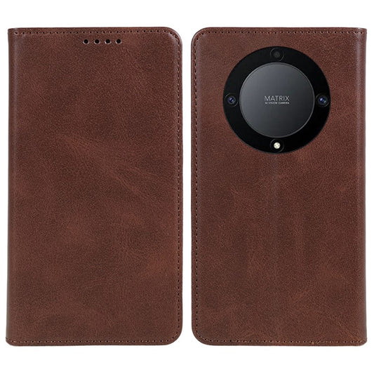 For Honor X40 5G / X9a 5G / Magic5 Lite 5G PU Leather Phone Case Calf Texture Wallet Stand Protective Cover - Brown