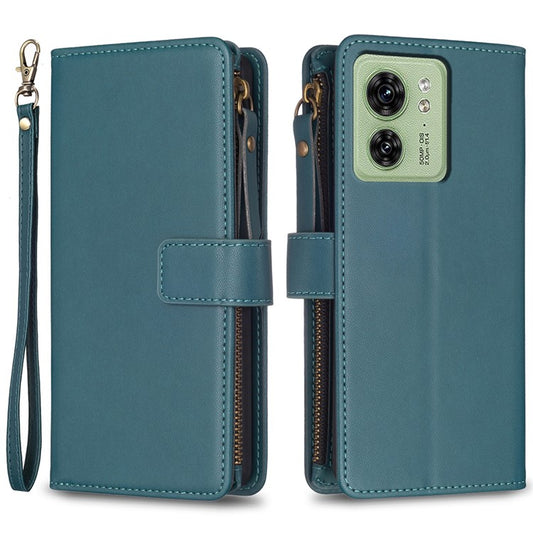 BF Style-19 for Motorola Edge 40 5G PU Leather Wallet Case Stand Anti-drop Cover with Zipper Pocket - Green