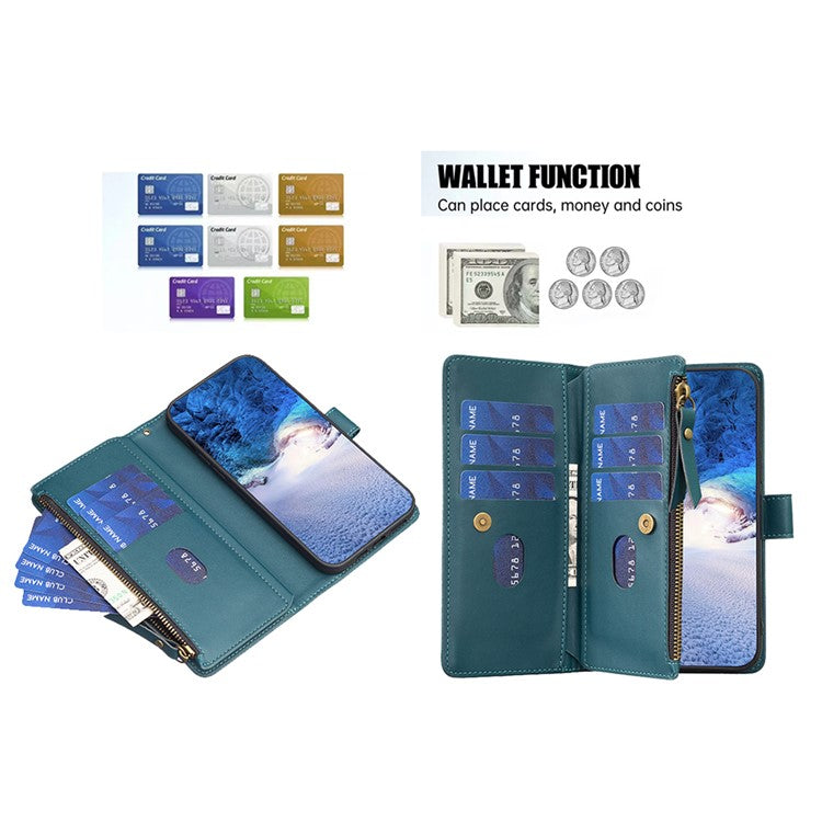 BF Style-19 for Motorola Edge 40 5G PU Leather Wallet Case Stand Anti-drop Cover with Zipper Pocket - Green