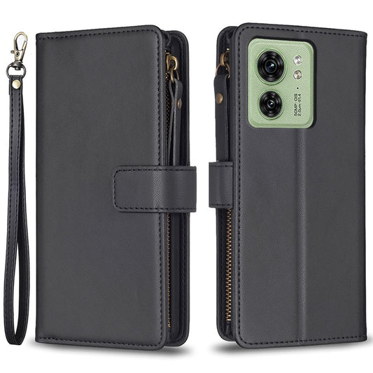 BF Style-19 for Motorola Edge 40 5G PU Leather Wallet Case Stand Anti-drop Cover with Zipper Pocket - Black