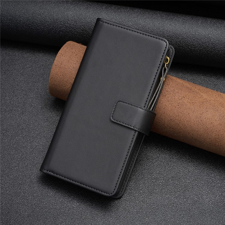 BF Style-19 for Motorola Edge 40 5G PU Leather Wallet Case Stand Anti-drop Cover with Zipper Pocket - Black