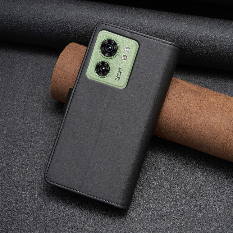 BF Style-19 for Motorola Edge 40 5G PU Leather Wallet Case Stand Anti-drop Cover with Zipper Pocket - Black