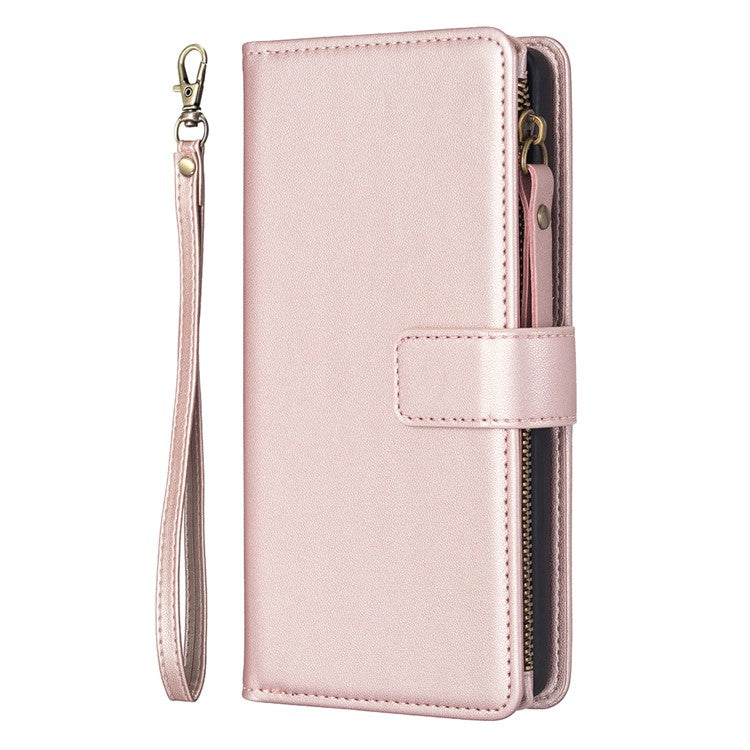 BF Style-19 for Motorola Edge 40 5G PU Leather Wallet Case Stand Anti-drop Cover with Zipper Pocket - Rose Gold