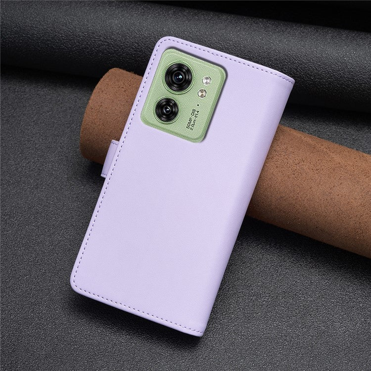 BF Style-19 for Motorola Edge 40 5G PU Leather Wallet Case Stand Anti-drop Cover with Zipper Pocket - Purple