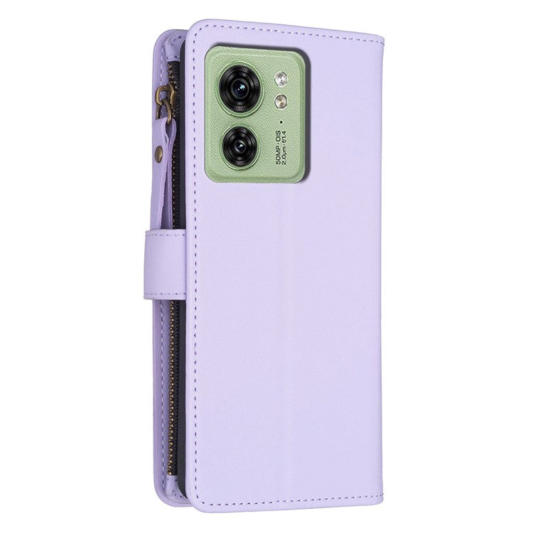 BF Style-19 for Motorola Edge 40 5G PU Leather Wallet Case Stand Anti-drop Cover with Zipper Pocket - Purple