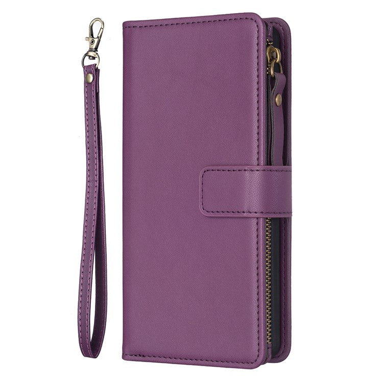 BF Style-19 for Motorola Edge 40 5G PU Leather Wallet Case Stand Anti-drop Cover with Zipper Pocket - Dark Purple
