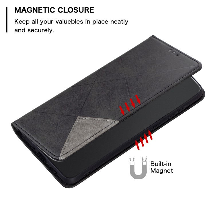 Card Holder Shell for Motorola Edge 40 5G Cell Phone Case Imprinted Line Stand Leather Phone Cover - Black