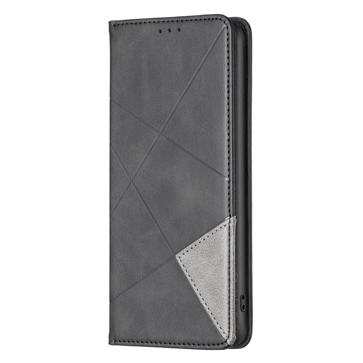 Card Holder Shell for Motorola Edge 40 5G Cell Phone Case Imprinted Line Stand Leather Phone Cover - Black
