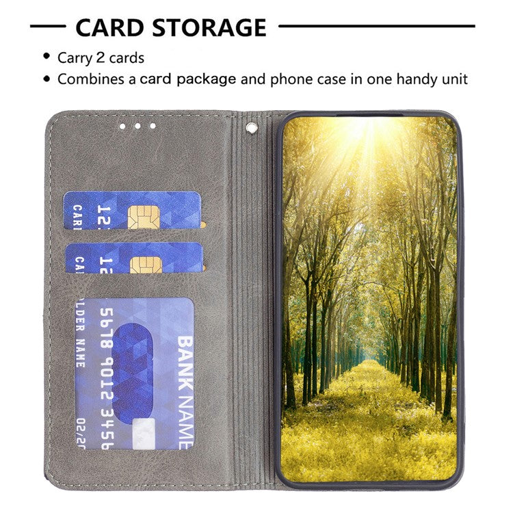Card Holder Shell for Motorola Edge 40 5G Cell Phone Case Imprinted Line Stand Leather Phone Cover - Grey