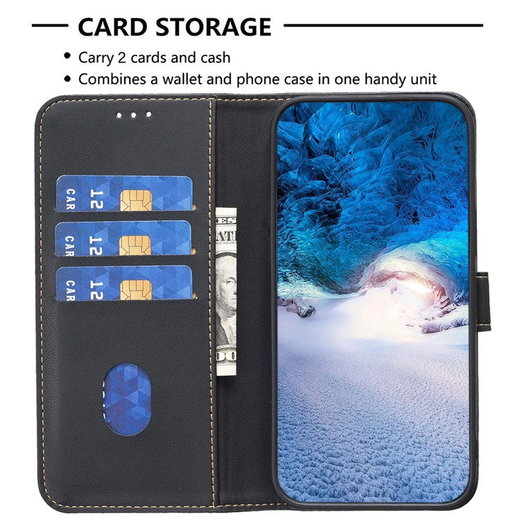 BINFEN COLOR BF17 For Motorola Edge 40 5G Phone Cover Stand Design TPU+PU Leather Wallet Case - Black