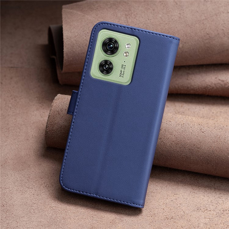 BINFEN COLOR BF17 For Motorola Edge 40 5G Phone Cover Stand Design TPU+PU Leather Wallet Case - Blue