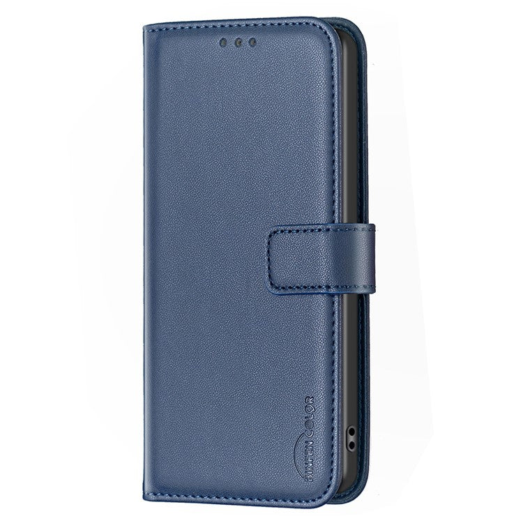 BINFEN COLOR BF17 For Motorola Edge 40 5G Phone Cover Stand Design TPU+PU Leather Wallet Case - Blue