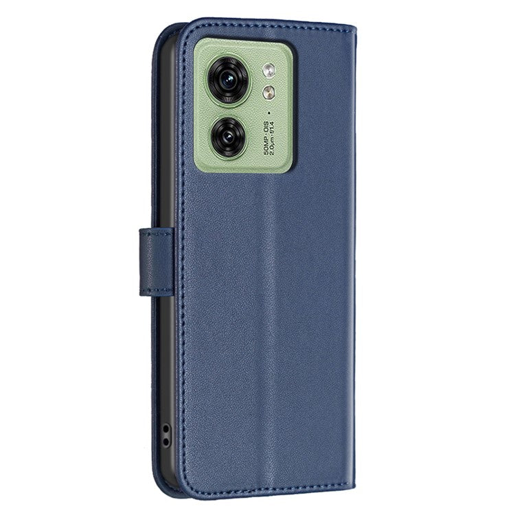 BINFEN COLOR BF17 For Motorola Edge 40 5G Phone Cover Stand Design TPU+PU Leather Wallet Case - Blue