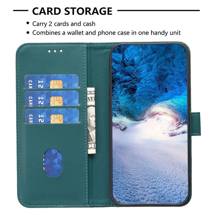 BINFEN COLOR BF17 For Motorola Edge 40 5G Phone Cover Stand Design TPU+PU Leather Wallet Case - Green