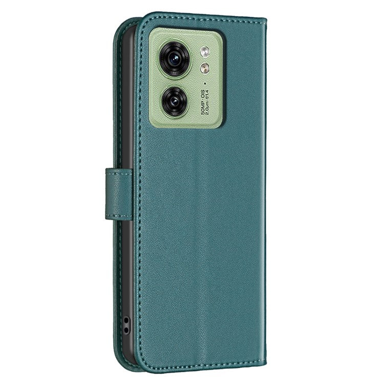 BINFEN COLOR BF17 For Motorola Edge 40 5G Phone Cover Stand Design TPU+PU Leather Wallet Case - Green