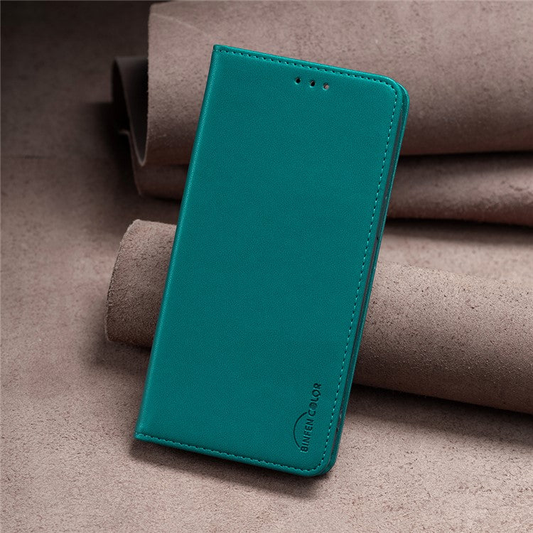 BINFEN COLOR BF18 For Motorola Edge 40 5G Leather Flip Cover Auto-absorbed Magnetic Phone Case with Card Holder - Green