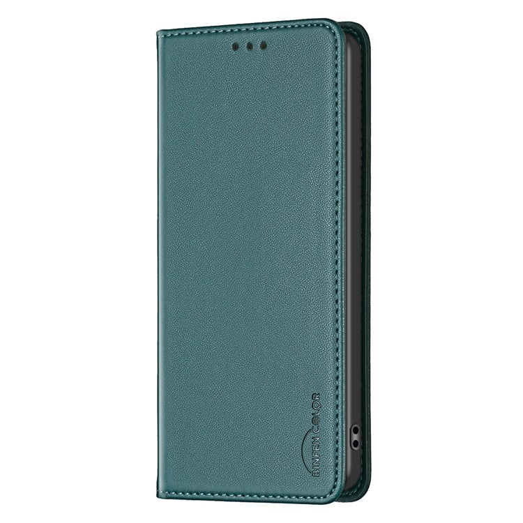 BINFEN COLOR BF18 For Motorola Edge 40 5G Leather Flip Cover Auto-absorbed Magnetic Phone Case with Card Holder - Green