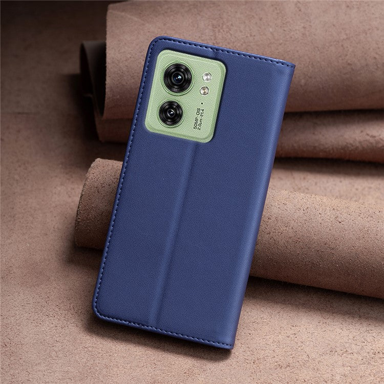 BINFEN COLOR BF18 For Motorola Edge 40 5G Leather Flip Cover Auto-absorbed Magnetic Phone Case with Card Holder - Blue