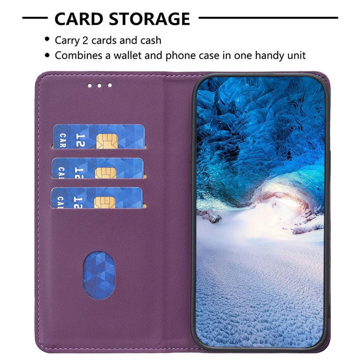 BINFEN COLOR BF18 For Motorola Edge 40 5G Leather Flip Cover Auto-absorbed Magnetic Phone Case with Card Holder - Dark Purple
