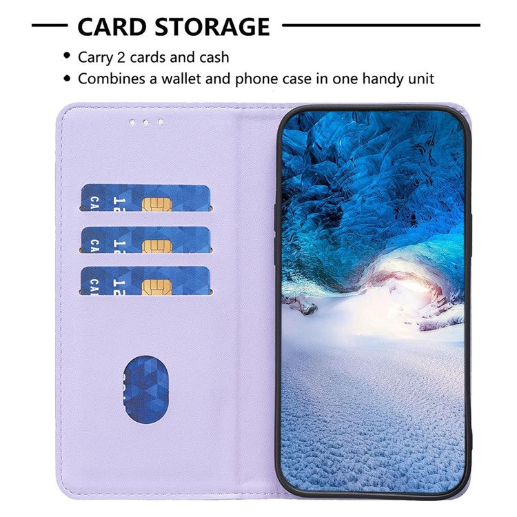 BINFEN COLOR BF18 For Motorola Edge 40 5G Leather Flip Cover Auto-absorbed Magnetic Phone Case with Card Holder - Purple