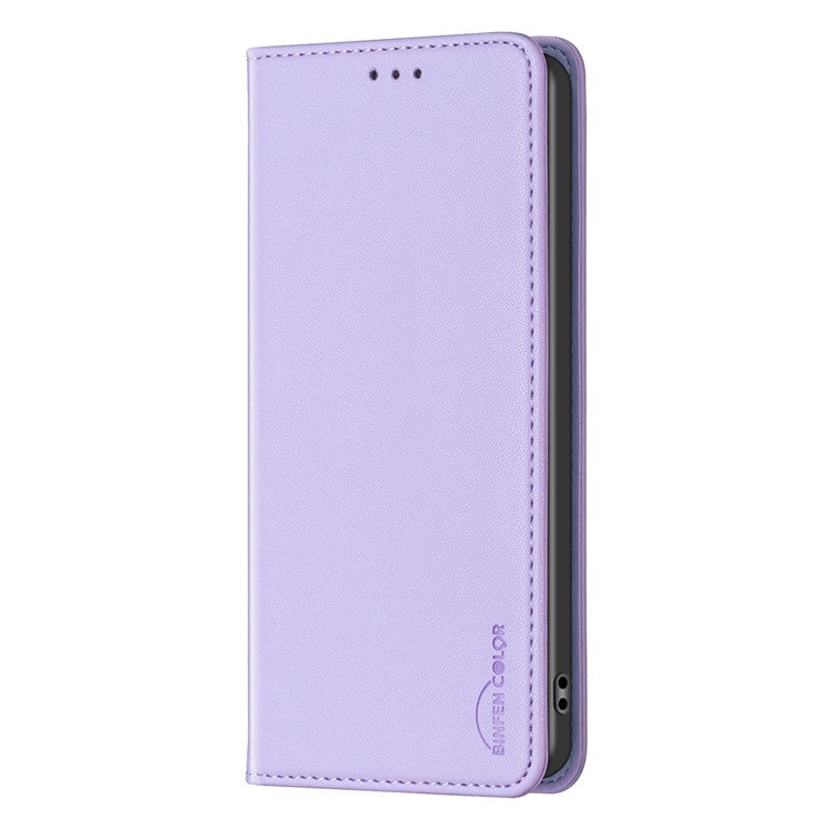 BINFEN COLOR BF18 For Motorola Edge 40 5G Leather Flip Cover Auto-absorbed Magnetic Phone Case with Card Holder - Purple