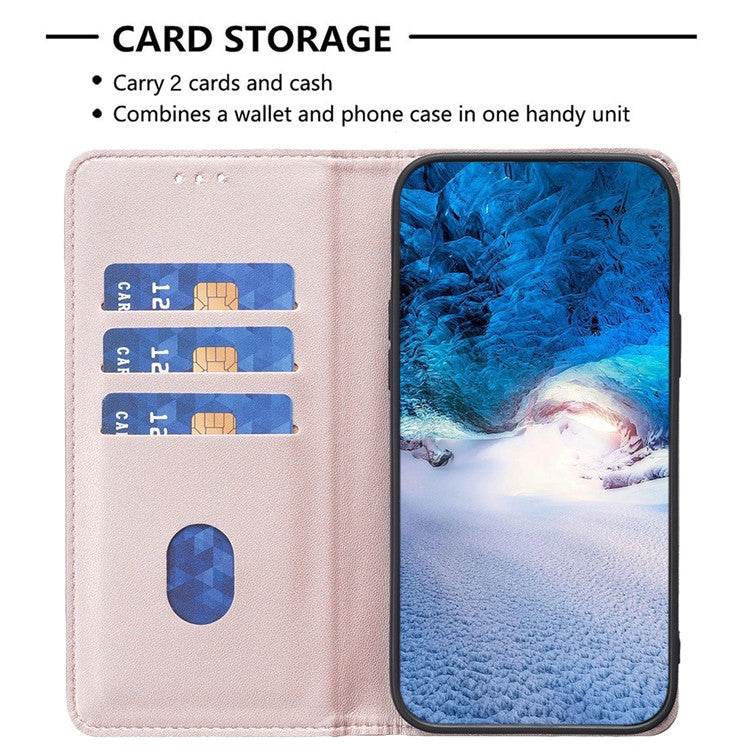 BINFEN COLOR BF18 For Motorola Edge 40 5G Leather Flip Cover Auto-absorbed Magnetic Phone Case with Card Holder - Rose Gold