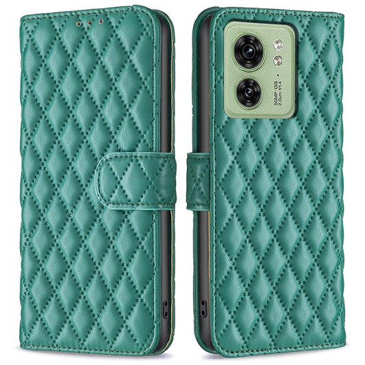 BINFEN COLOR BF Style-14 for Motorola Edge 40 5G Wallet Phone Leather Case Imprinted Stand Smartphone Cover - Green