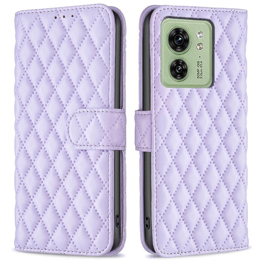 BINFEN COLOR BF Style-14 for Motorola Edge 40 5G Wallet Phone Leather Case Imprinted Stand Smartphone Cover - Purple