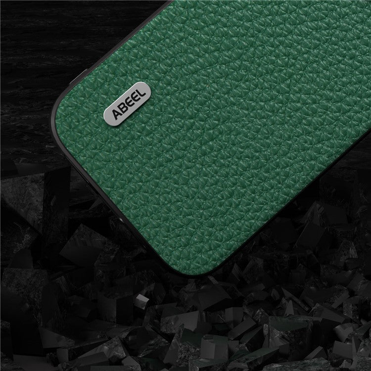 ABEEL For iPhone 14 Pro Back Phone Case Cowhide Leather + PC + TPU Litchi Texture Protective Cover - Green